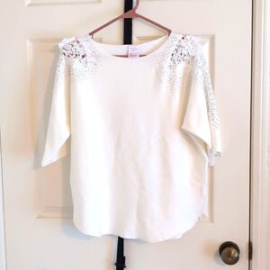 White Sweater Sequin & Floral